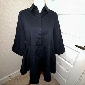 COS 1/2 Hidden Button Front 3/4 Length Sleeve A-Line Shirt Dress